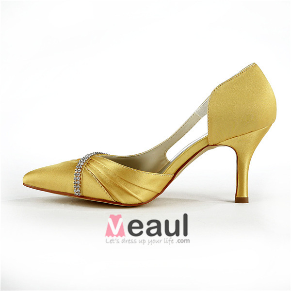 Chaussures-Femmes-Chaussure-De-MariÃ©e-Escarpins-Talons-Aiguilles-Or ...