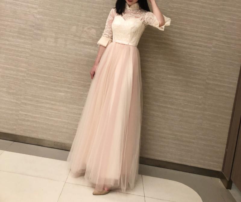 Chic / Beautiful Pearl Pink See-through Bridesmaid Dresses 2019 A-Line ...