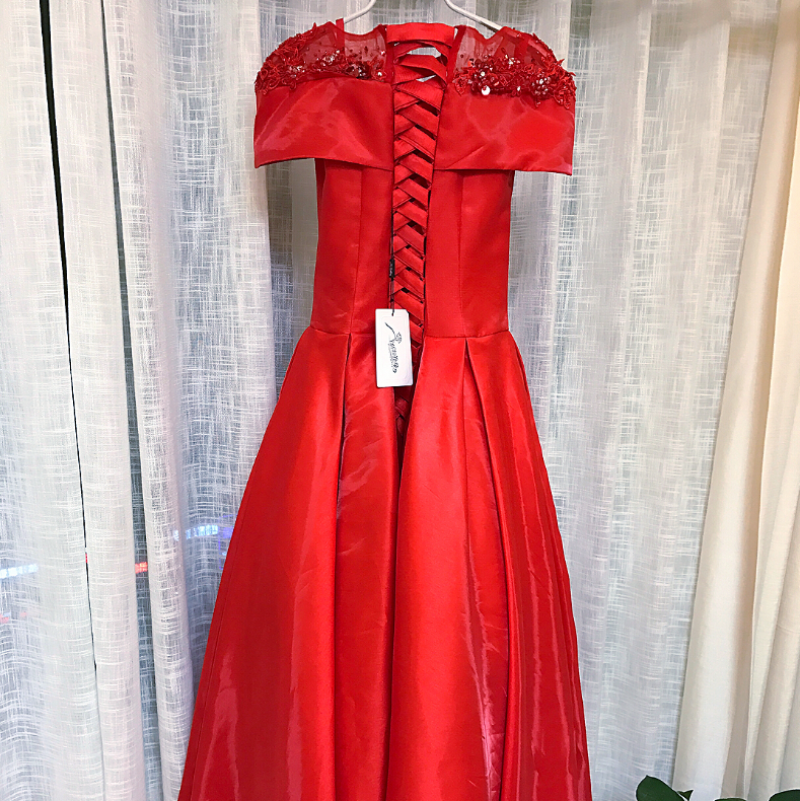 High Low Red See-through Prom Dresses 2018 Ball Gown Square Neckline ...