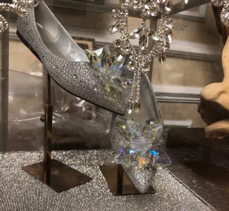 Charming Black Crystal Wedding Shoes 2020 Leather Rhinestone 10 cm ...