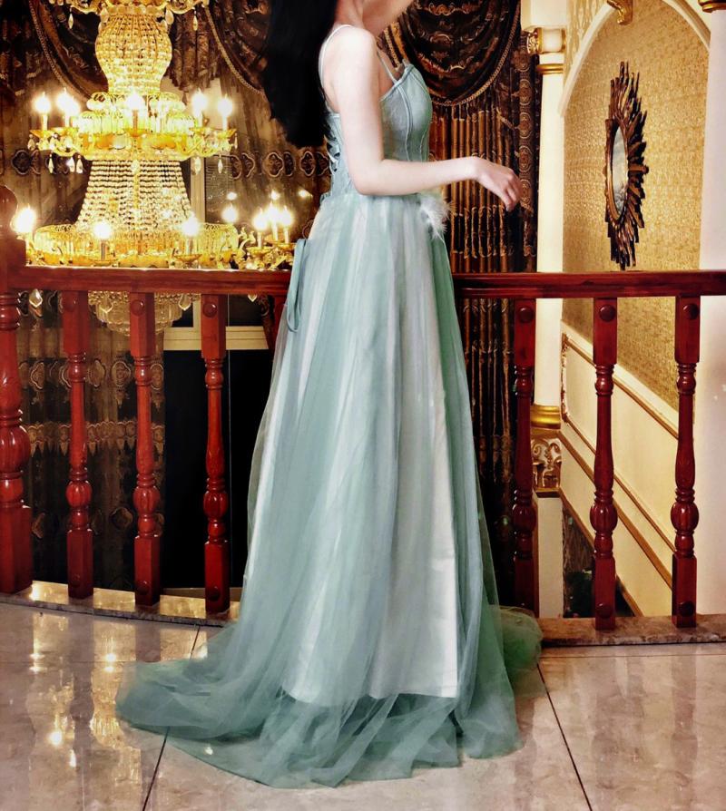 Elegant Green Evening Dresses 2020 A-Line / Princess Spaghetti Straps ...