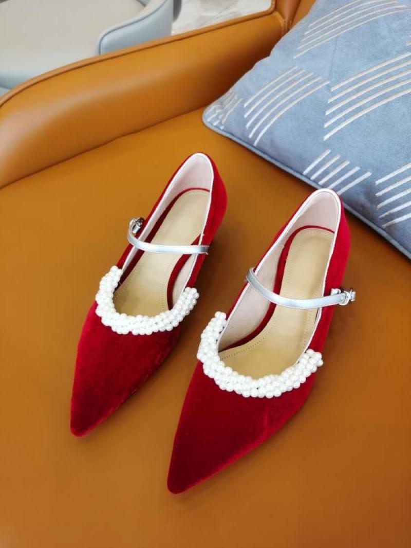 Elegant Burgundy Pearl Low Heel Wedding Shoes 2020 Leather Suede 3 cm ...