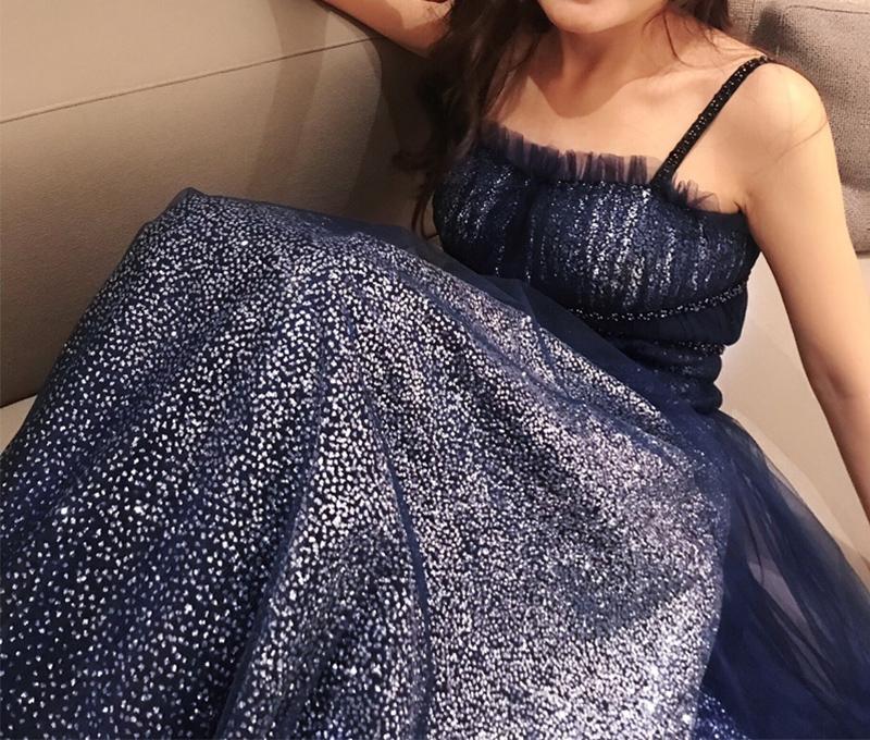 Starry Sky Royal Blue Evening Dresses 2019 A-Line / Princess Spaghetti ...