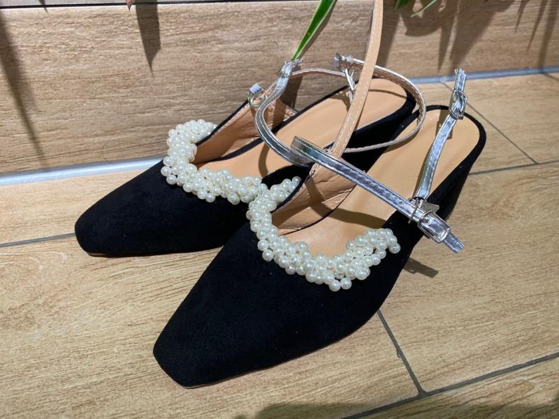 Elegant Black Dating Pearl Slingbacks Womens Sandals 2020 Suede 6 cm ...