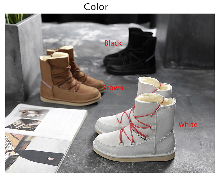 Modern / Fashion Snow Boots 2017 Brown PU Ankle Lace-up Casual Winter ...
